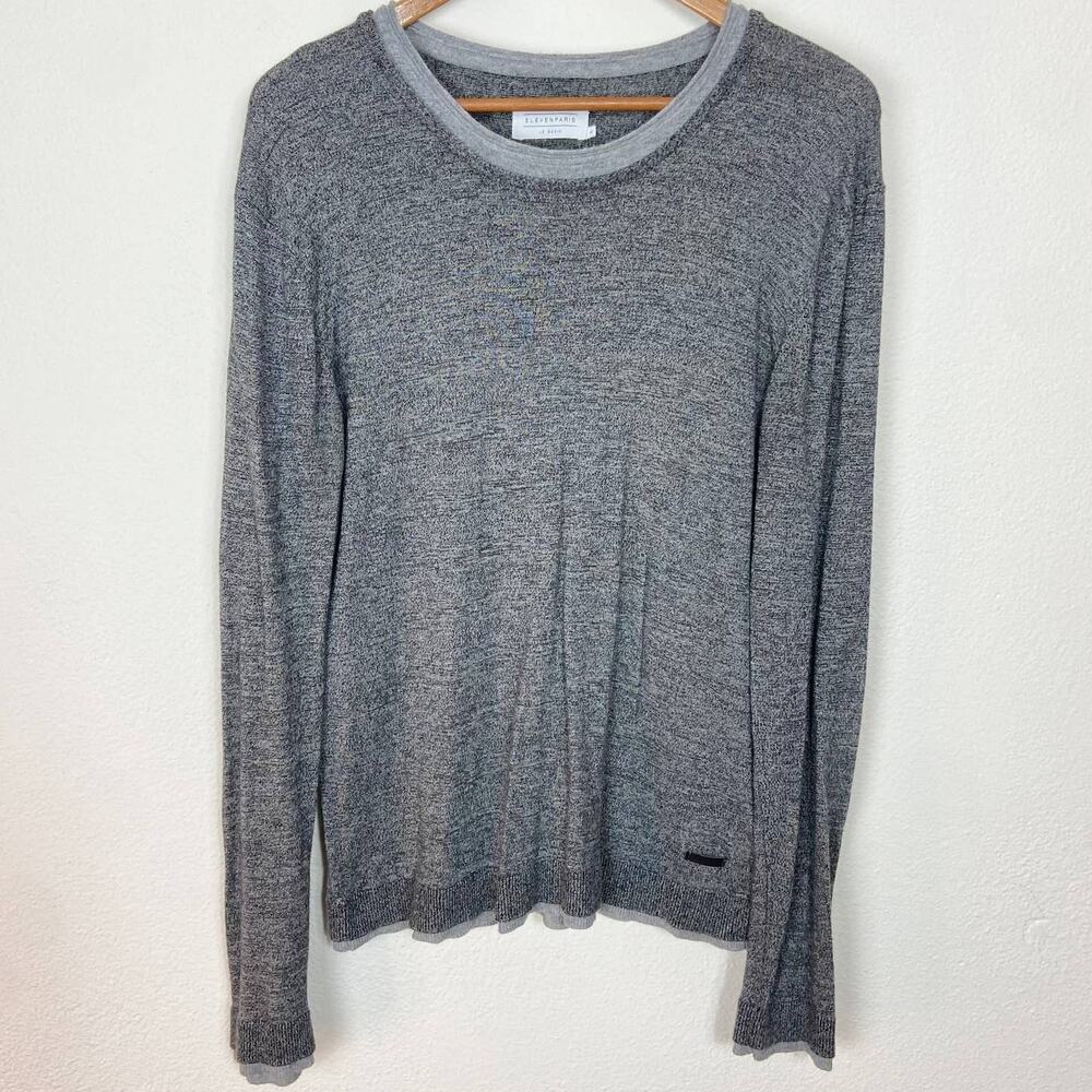 Eleven Paris Le‎ Basic Sweater Size L Heathered Gray Knit Pullover